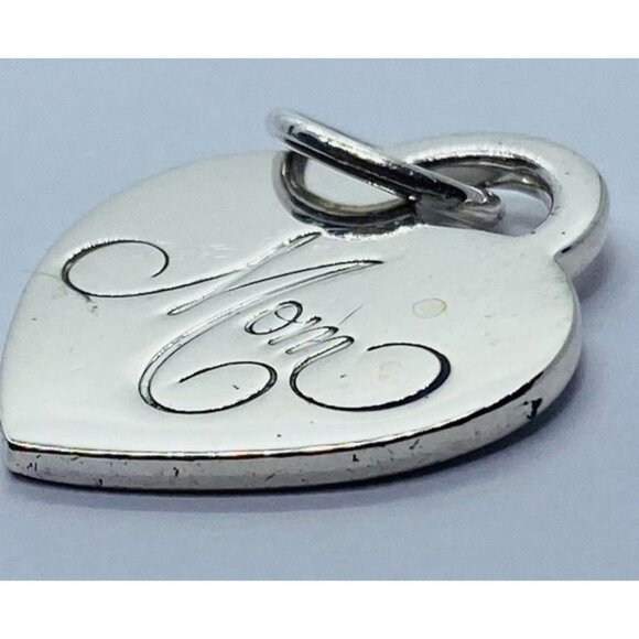 Tiffany & Co Silver Mom Heart Pendant Clasp Charm For Necklace Or Bracelet - Picture 5 of 5